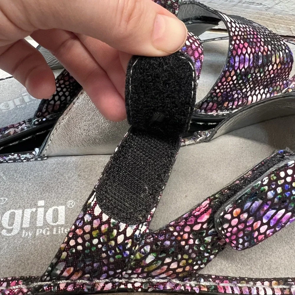 Alegria Multicolor Leather Snake‎ Print Loti Funtastic Wedge Sandals 41 NWOT